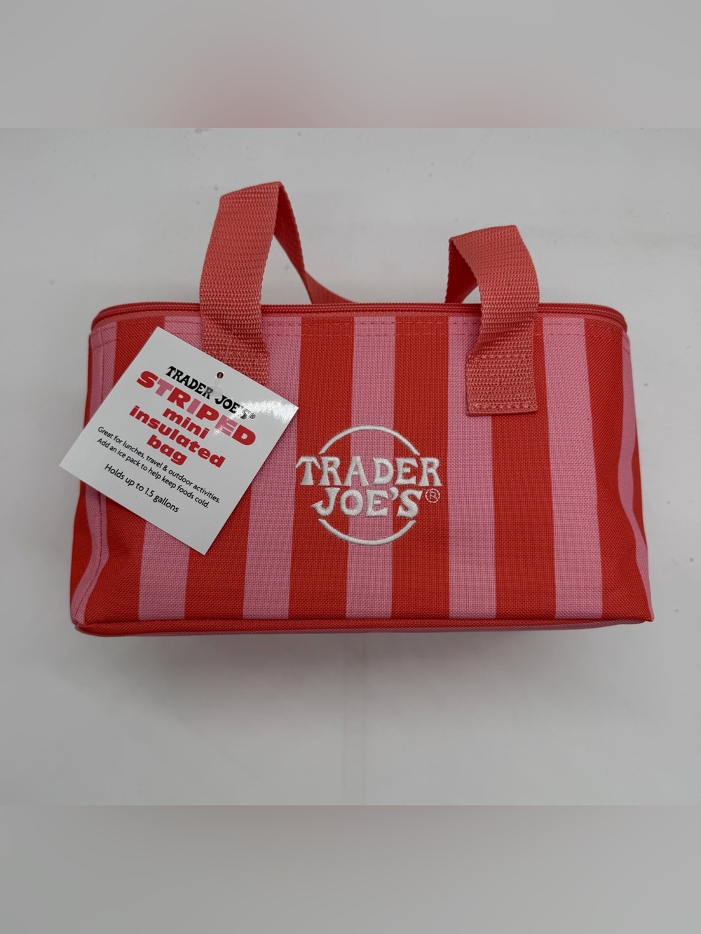 Trader Joe’s Striped Mini Insulated Bag – Pink & Red